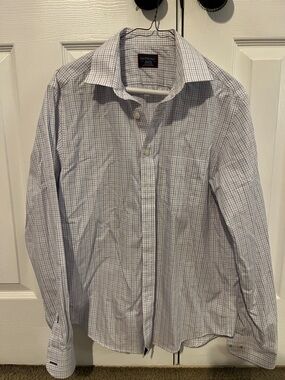 UNTUCKit Men's Button-Up Shirt white with Blue and purple Windowpane Check